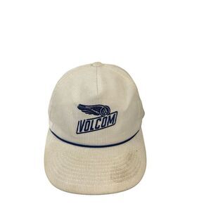 Volcom white corduroy snapback hat (sticker discoloration)